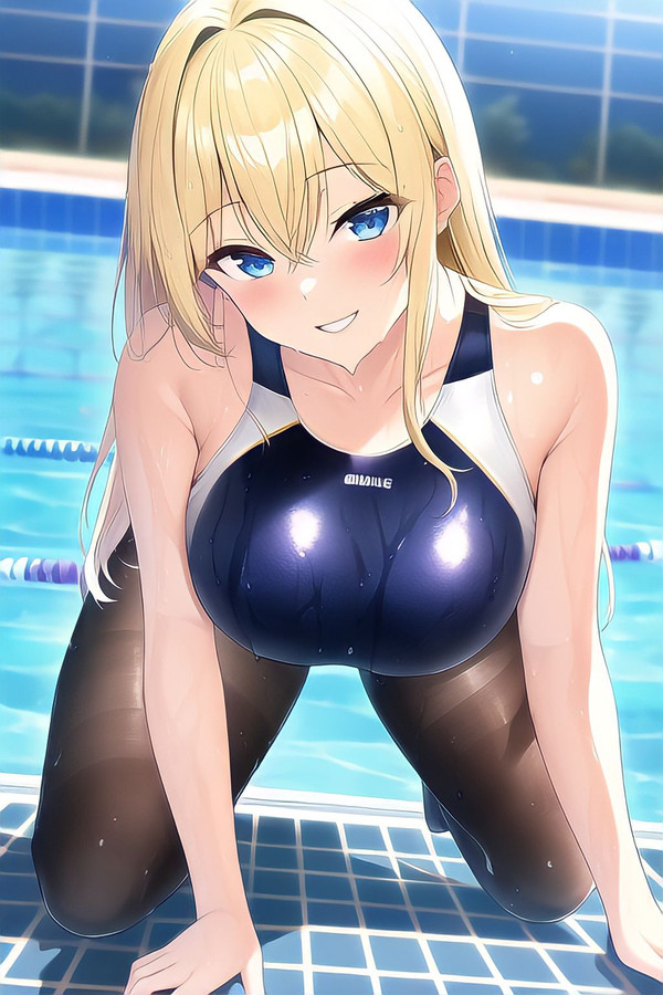 競泳水着を着ている金髪の女の子