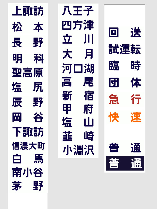 115系方向幕(長ナノ車)
