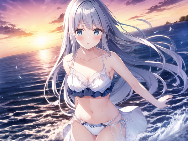 白ビキニお姉さん
