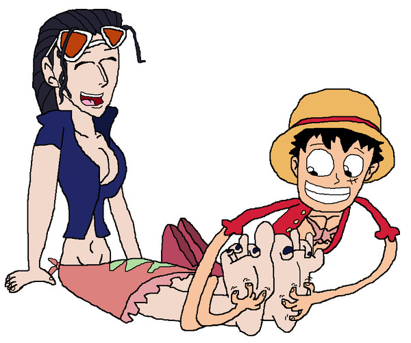 Luffy Tickling Robin's Feet