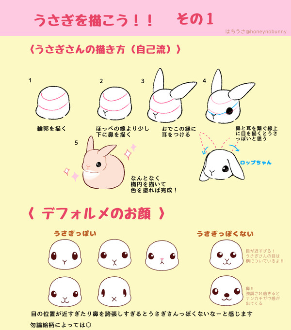 うさぎさんを描く時のポイント - 1/4