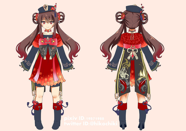 原神イラコン2周年衣装案～胡桃衣装＆神里綾華衣装～