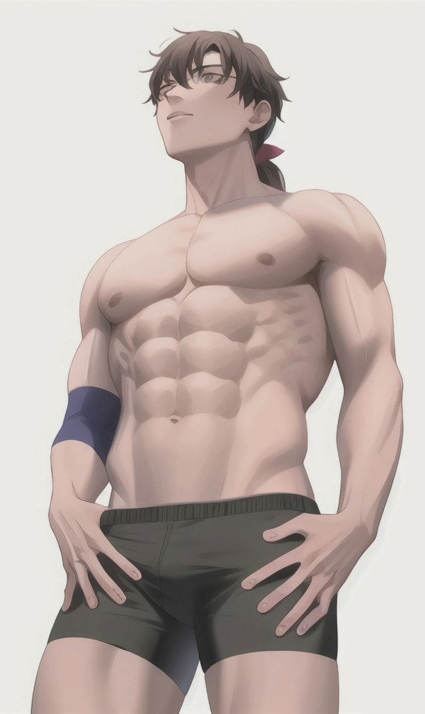 A Muscle Man Looking Up