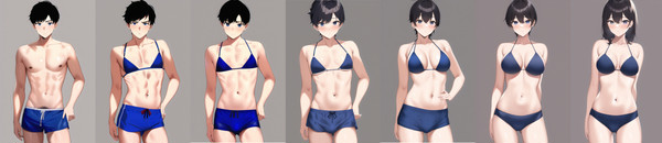 水着の青年→水着の少女TSF