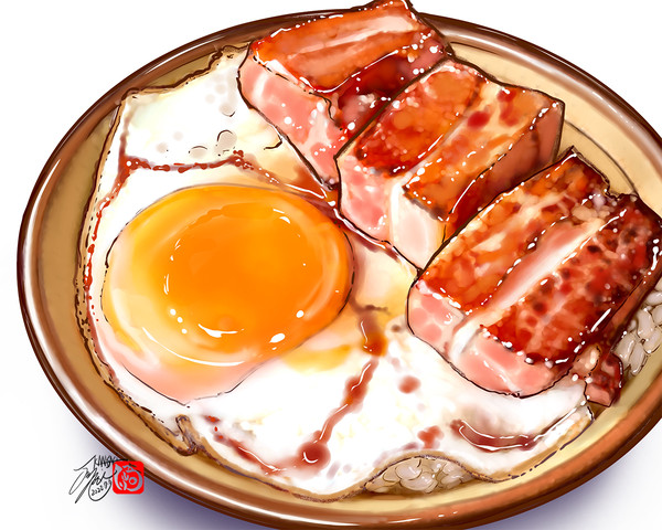 ベーコン目玉焼き丼 - 1/1