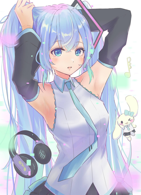 髪を結ぶミク