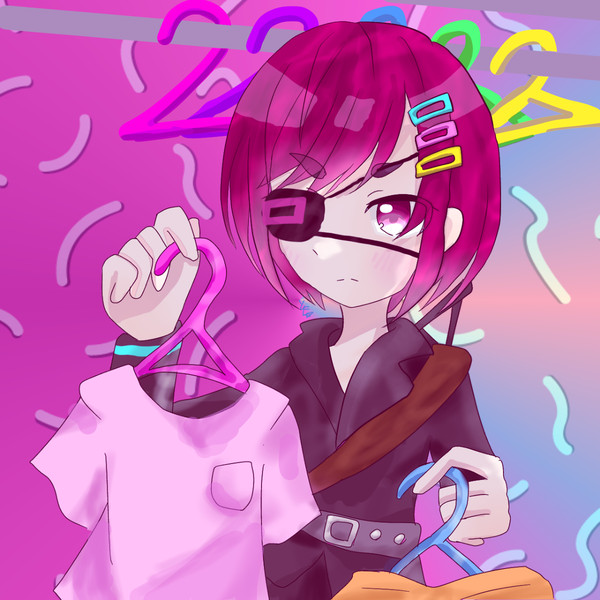服を選ぶエンジちゃん
