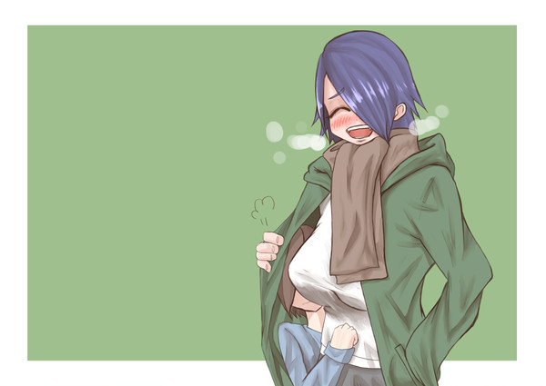 長身彼女のコートの中