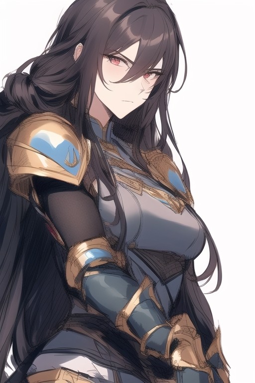 【AI】カッコいい系長髪ボサ髪女騎士さん