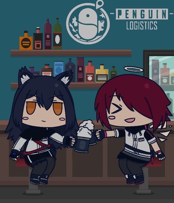 Texas and Exusiai having drinks