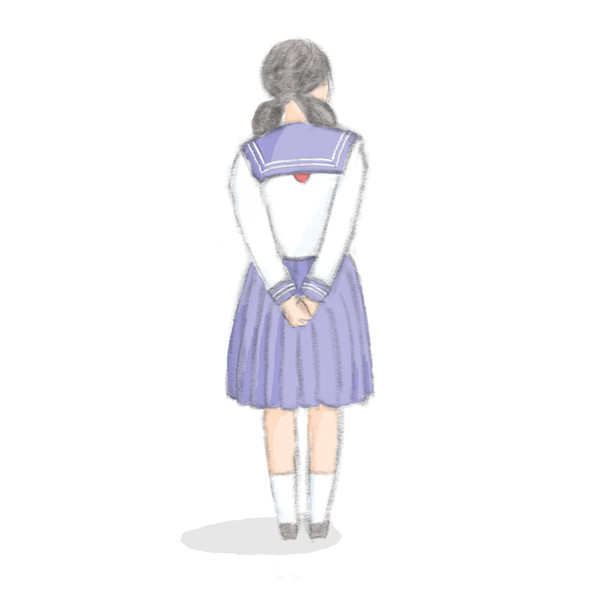 後ろを向いたセーラー服姿の女子生徒
