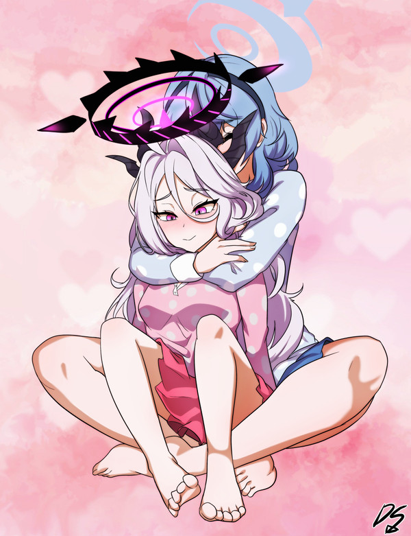 아코가 히나 껴안는 그림