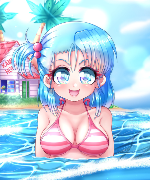 Bulma at Kame House or something