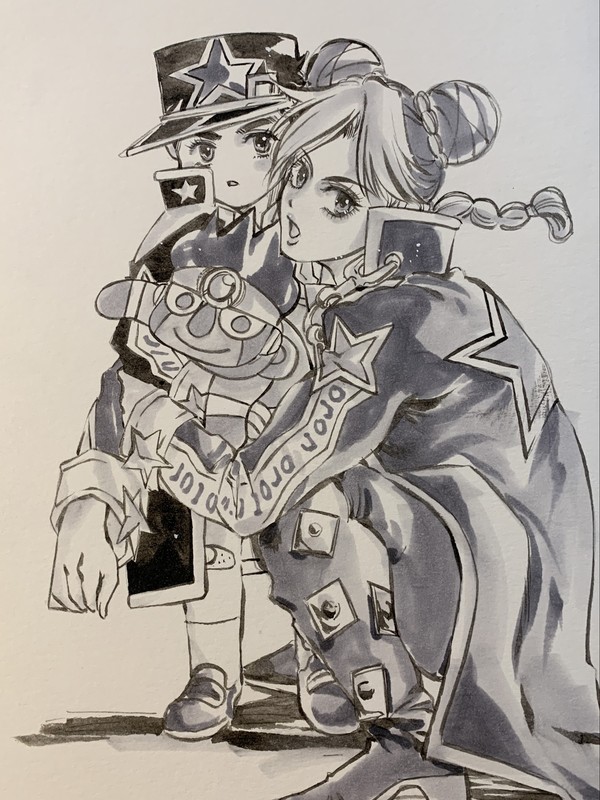 承太郎さんがアレッシー化したオラ親子漫画と他イラスト。