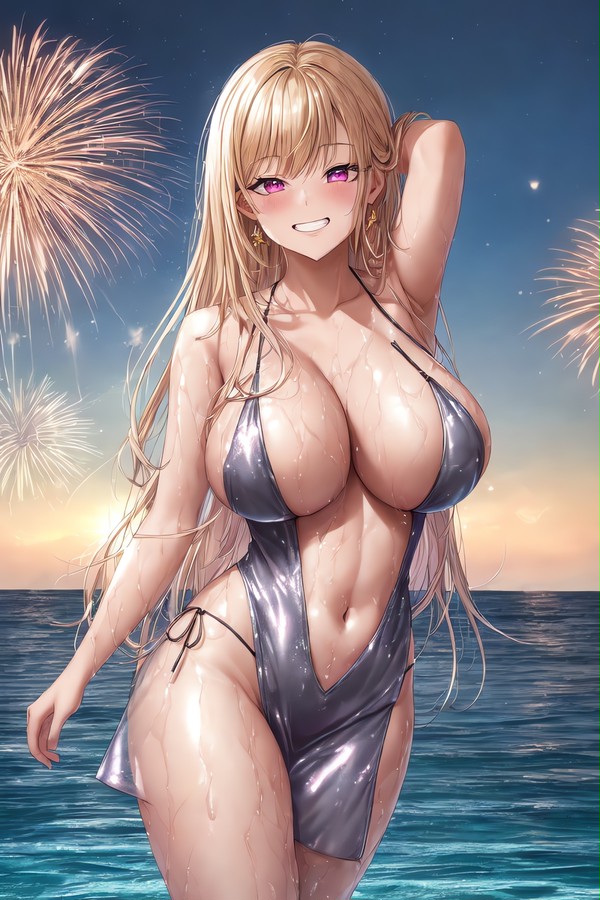 海夢ちゃんと海で花火大会デート！