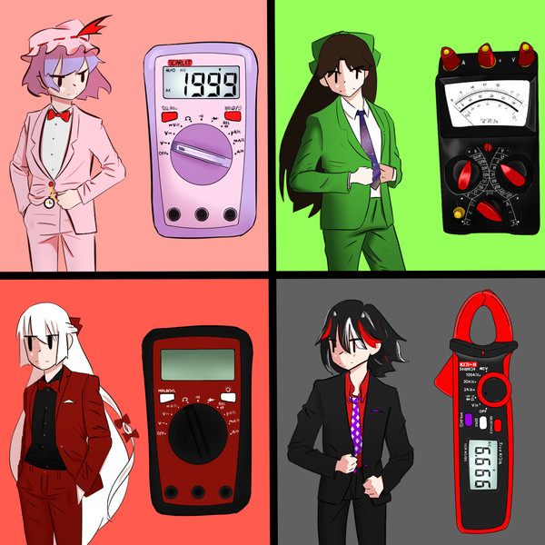 touhou girls in suits