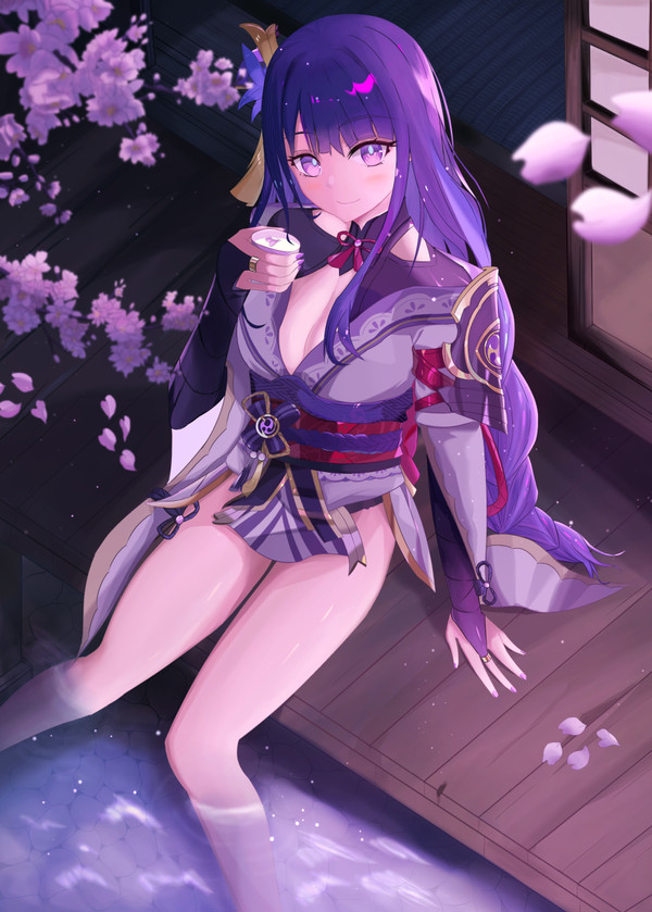 夜桜と雷電将軍