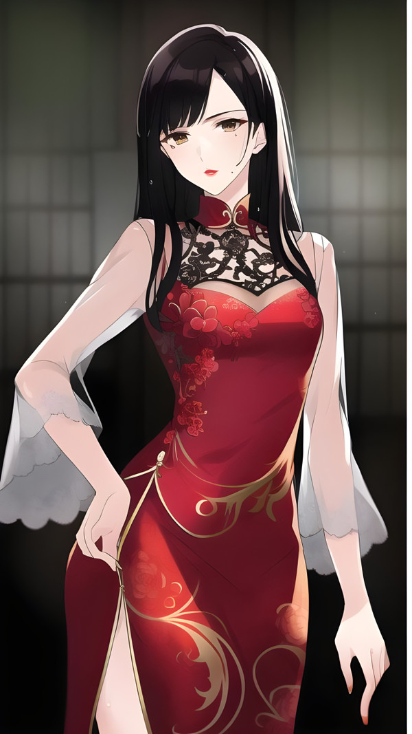 赤でセクシーな女性2
