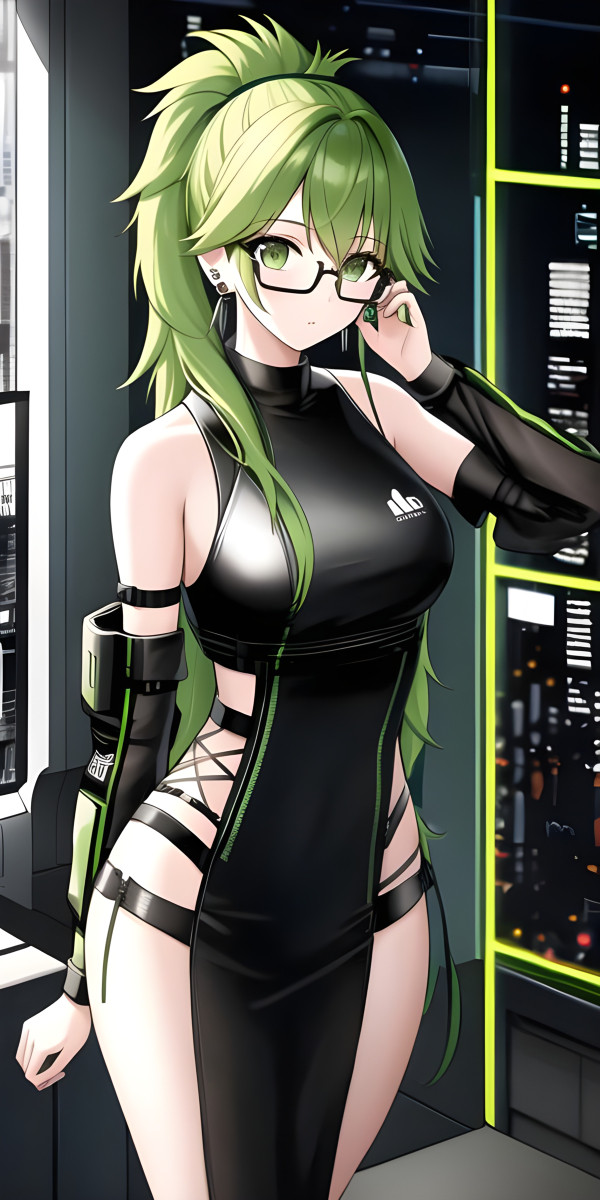 緑髪のセクシーな女の子