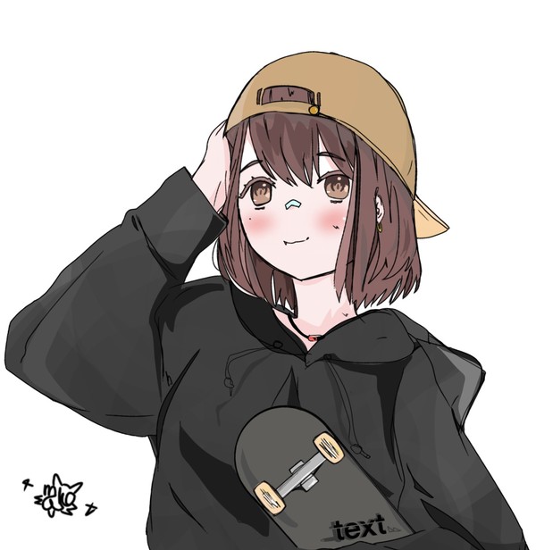 うちと一緒に、 スケボーしよーと?🥰