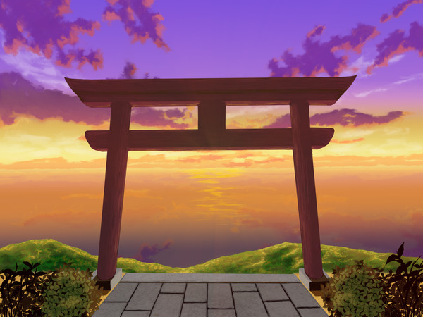 夕暮れの鳥居