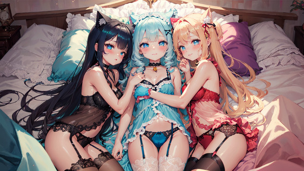猫耳下着少女たちの寝姿