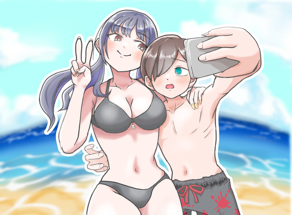 海にて