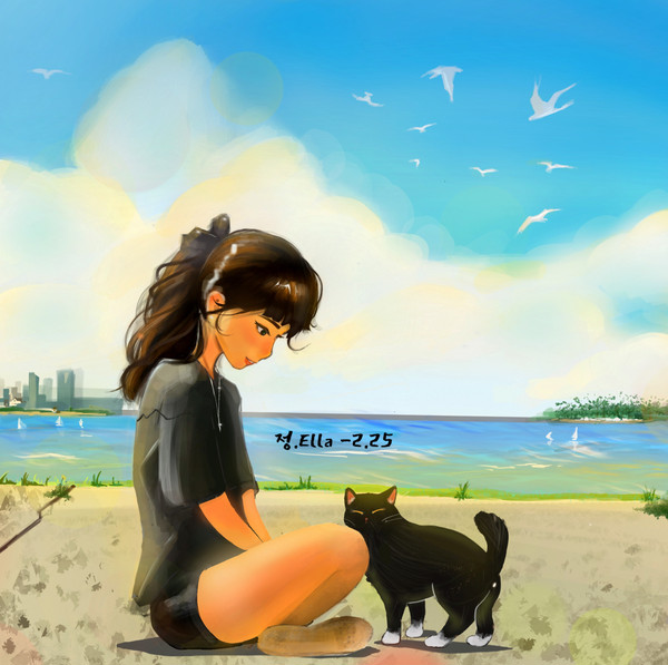 少女と猫