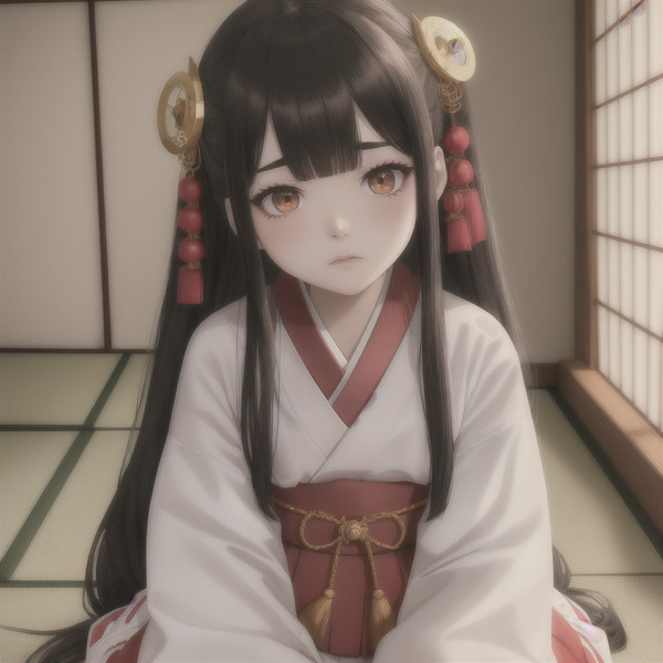 黒髪ロング巫女