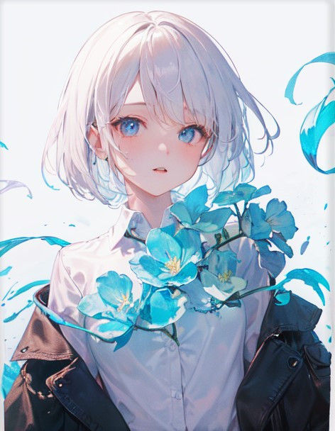 美少女と花