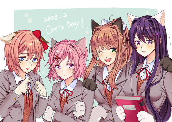 ドキドキ文芸部!猫の日イラスト