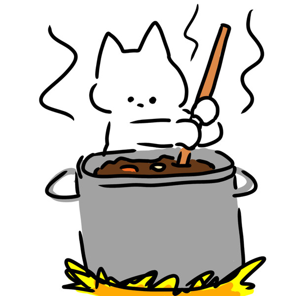 カレー作る猫