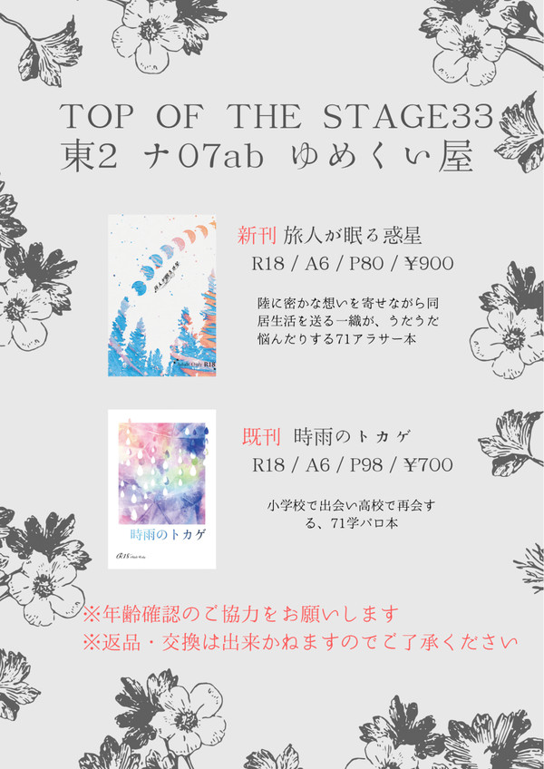 3/19 トプステ33 お品書き