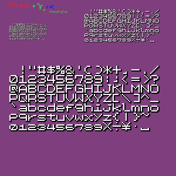 8x8ドットASCIIコード+α対応フォント【素材利用可】
