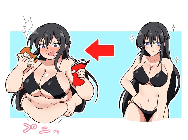 食べ過ぎクール系美女