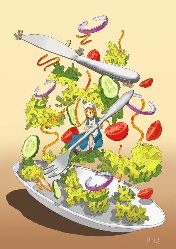 散落的沙拉
