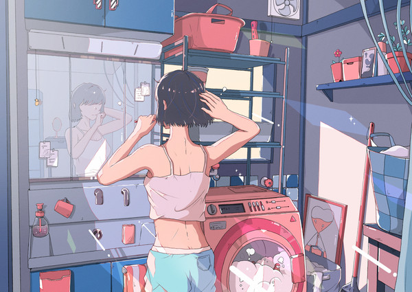 「朝の準備」なイラスト
