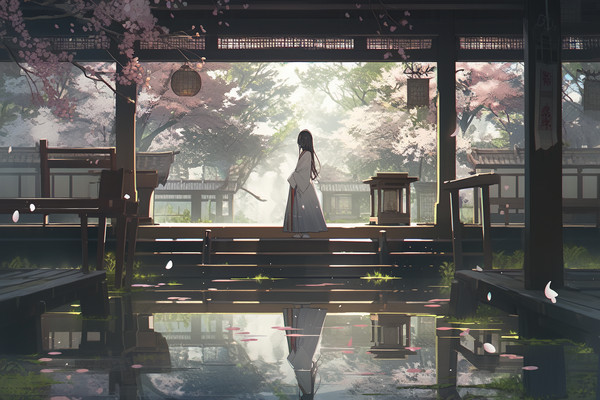 桜の中の鏡