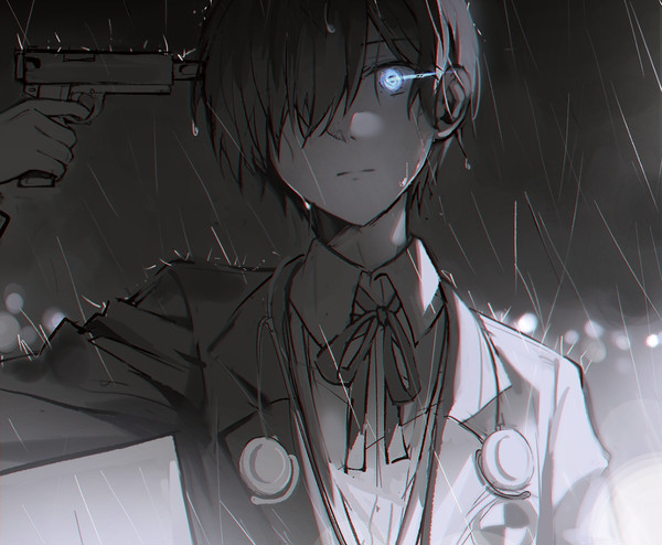 雨の中