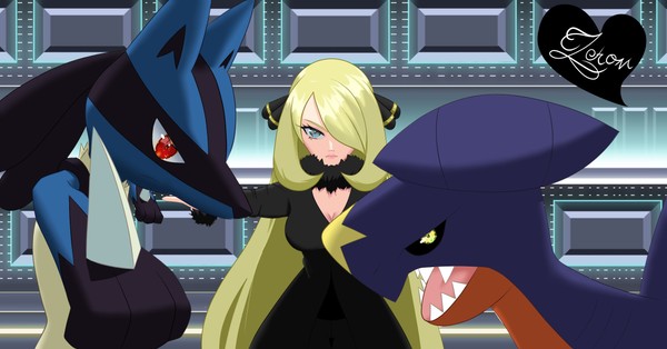 Cynthia , Garchomp and Lucario