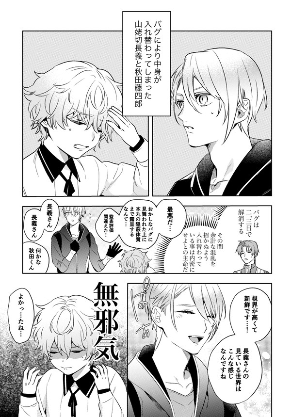 長義と秋田が入れ替わる話