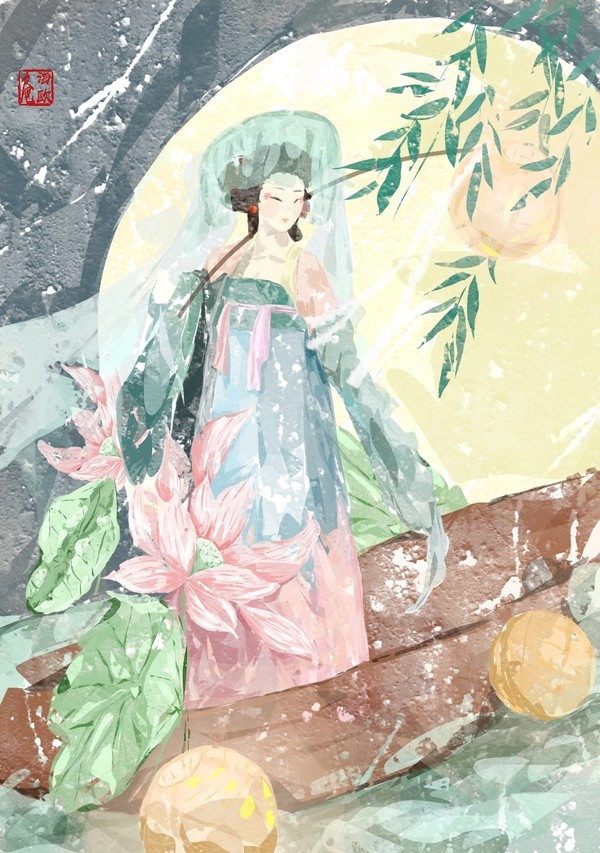 荷织浮裳青柳烟