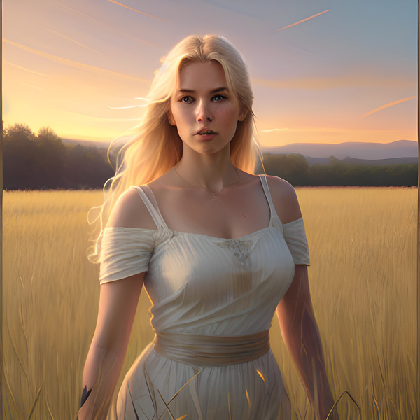 Beautiful blonde in a field