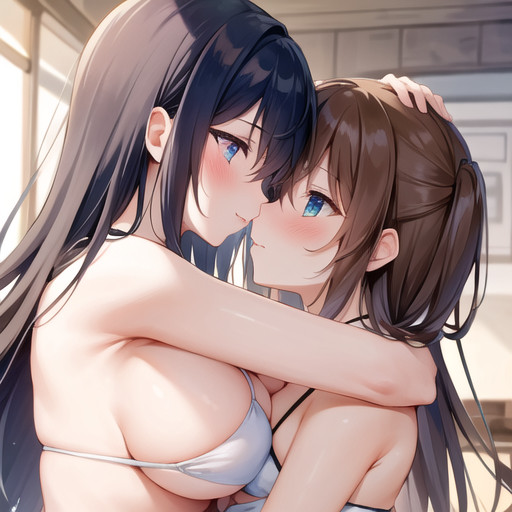 ビキニの女の子同士が抱き合うAI生成百合画像まとめ