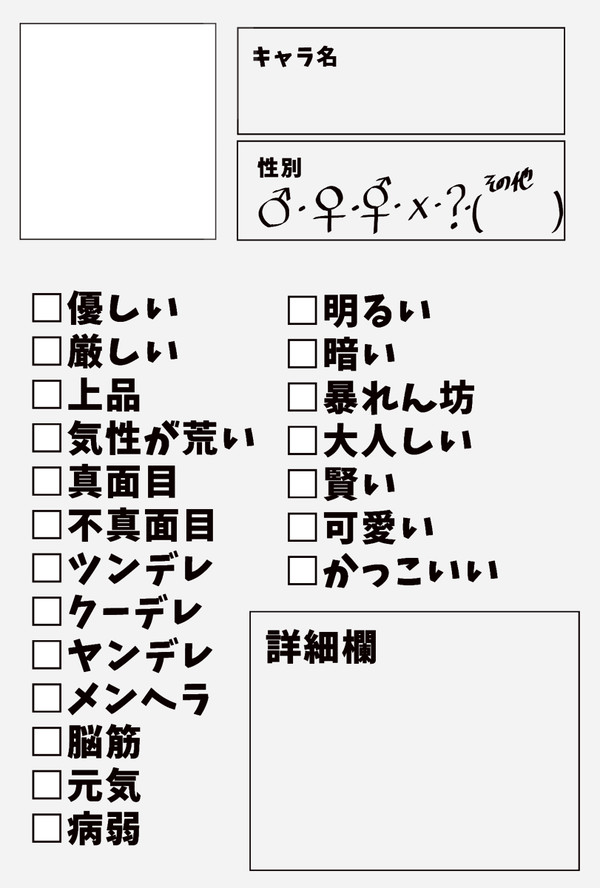 キャラ設定用テンプレート