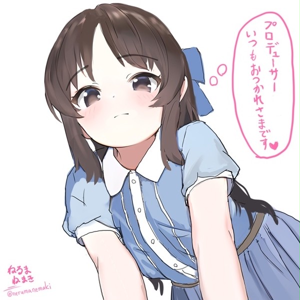 ソファで疲れて居眠りしてるプロデューサーを覗き込む橘ありす