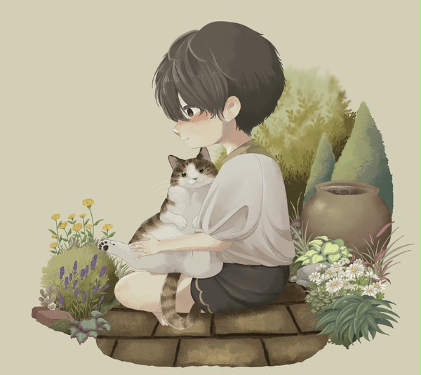 僕と猫と庭🐈