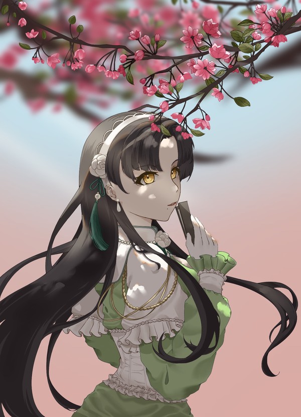 海棠花下