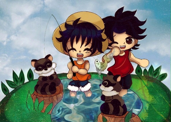 luffy and ace fishing