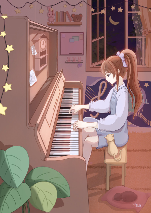 A girl playing piano